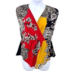 ANTHROPOLOGIE BARASCHI ANILA FAUX WRAP PEPLUM SLEEVELESS TOP - L